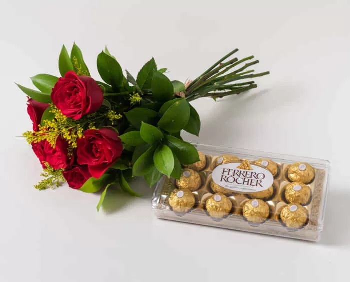 Buquê Rosas & Ferrero Rocher
